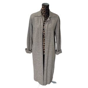 Fisherman Out of Ireland  Wool Long Cardigan Duster  Women's Sz L FLAW